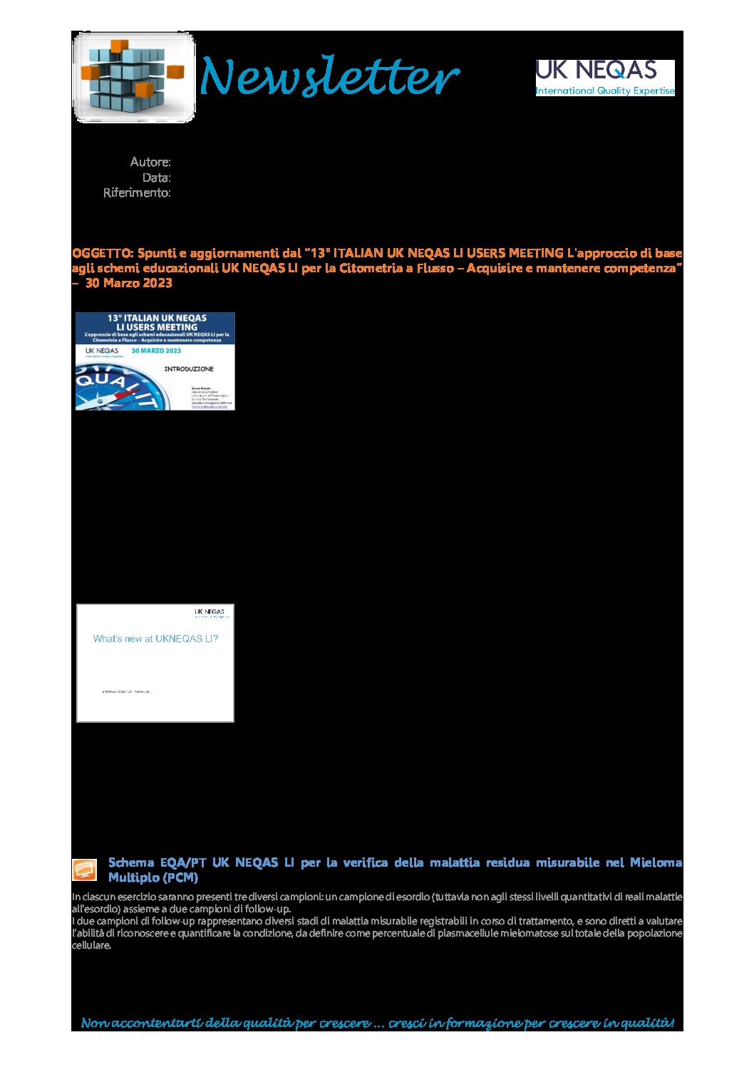 UK NEQAS BC & H – 8° UK NEQAS USERS MEETING