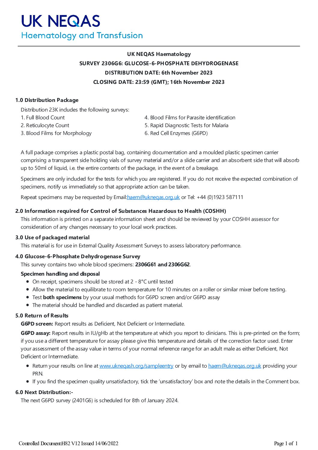 UK NEQAS BC & H – 8° UK NEQAS USERS MEETING