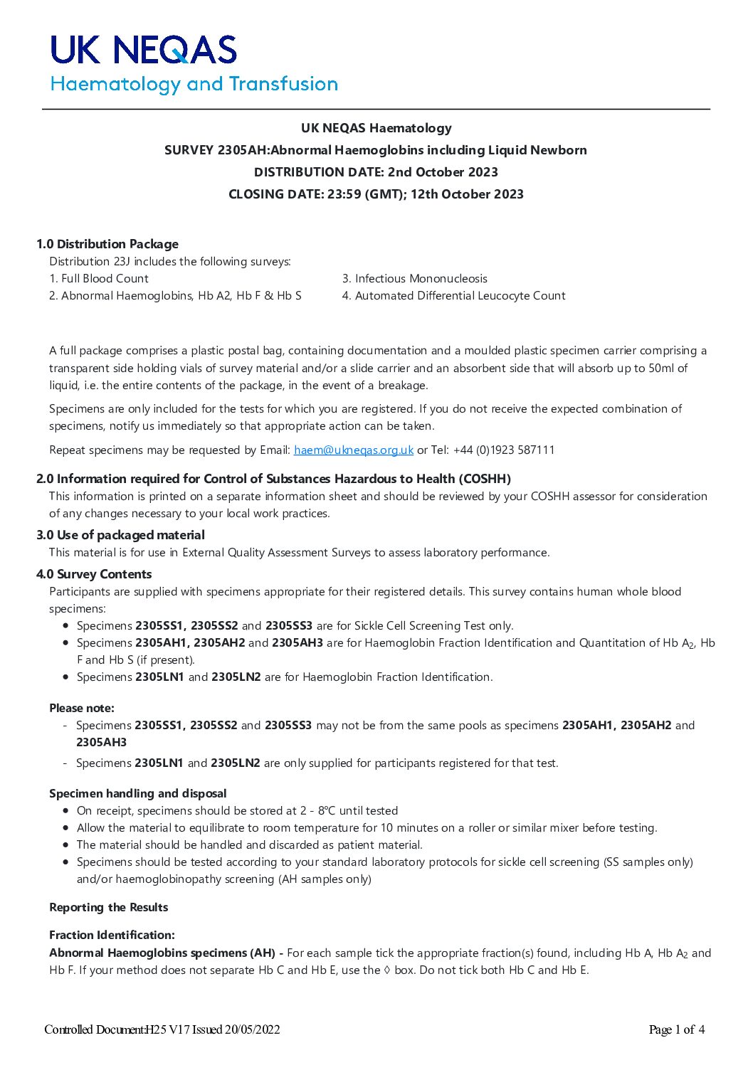 UK NEQAS BC & H – 8° UK NEQAS USERS MEETING