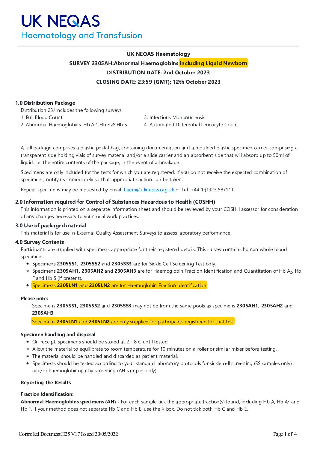 UK NEQAS BC & H – 8° UK NEQAS USERS MEETING
