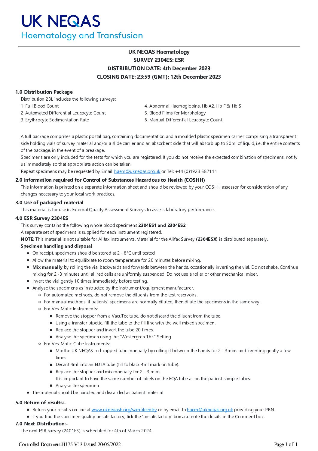 UK NEQAS BC & H – 8° UK NEQAS USERS MEETING