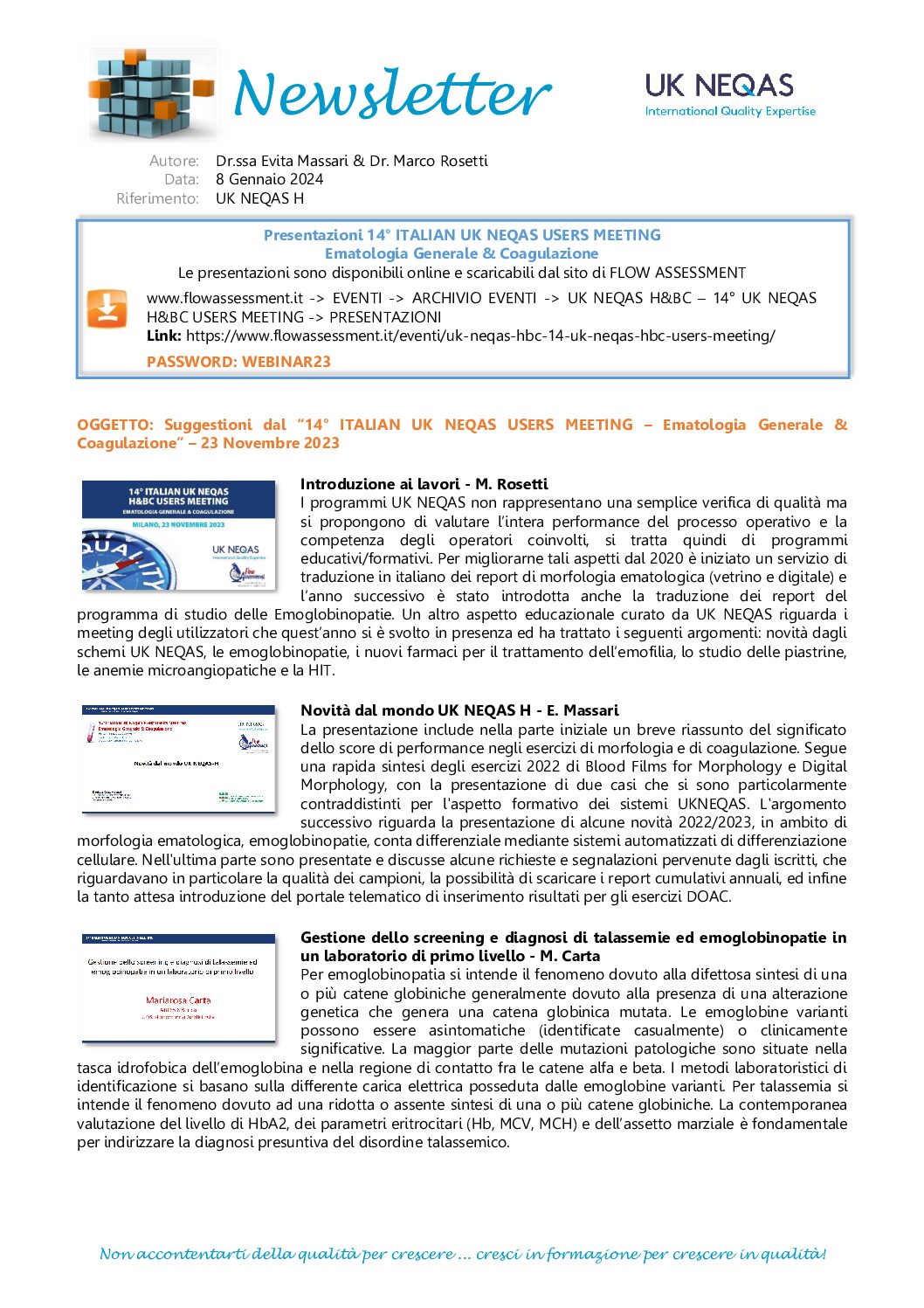 UK NEQAS BC & H – 8° UK NEQAS USERS MEETING