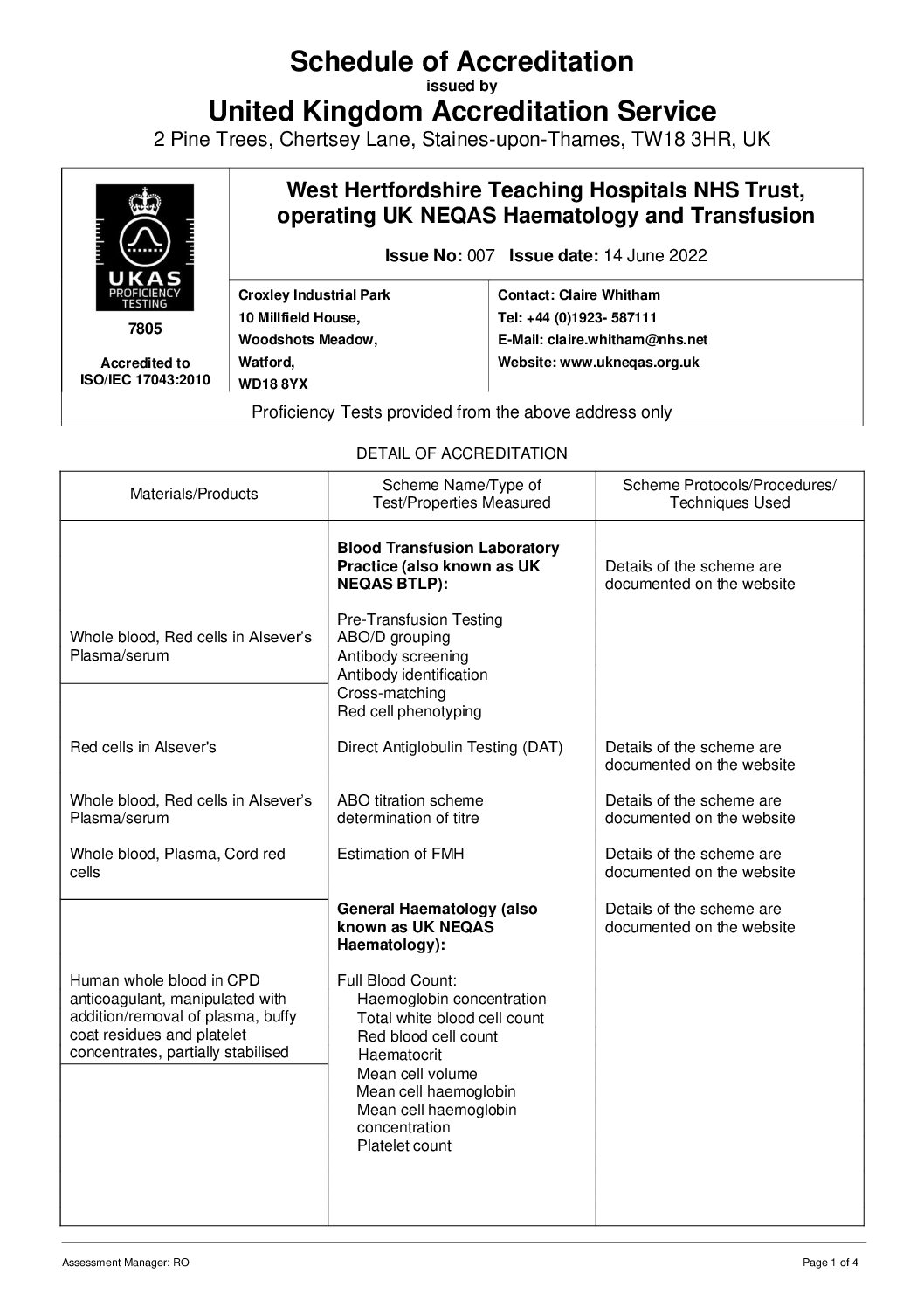 UK NEQAS BC & H – 8° UK NEQAS USERS MEETING